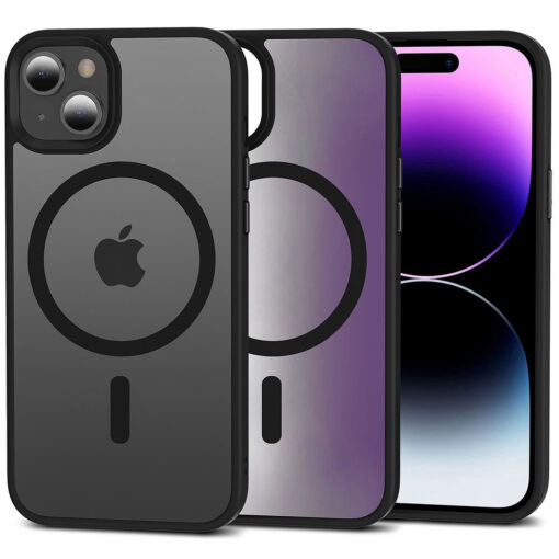 iPhone 15 umbris Magmat MagSafe plastikust taguse ja silikoonist raamiga must 4