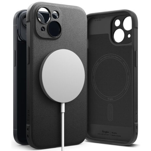 iPhone 15 umbris Ringke Onyx Magnetic MagSafe plastikust taguse ja silikoonist raamiga must