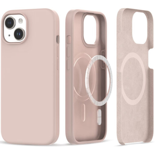iPhone 15 umbris Silicone Magsafe silikoonist roosa