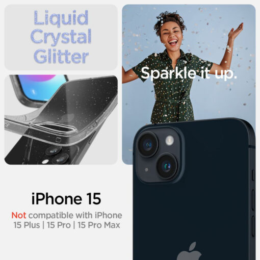 iPhone 15 umbris Spigen Liquid Crystal silikoonist sadelev labipaistev 9