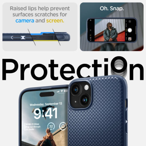iPhone 15 umbris Spigen Mag Armor MagSafe plastikust taguse ja silikoonist raamiga sinine 9