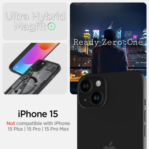 iPhone 15 umbris Spigen Ultra Hybrid Mag MagSafe plastikust taguse ja silikoonist raamiga Zero One 8