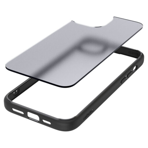 iPhone 15 umbris Spigen Ultra Hybrid plastikust taguse ja silikoonist raamiga must 9