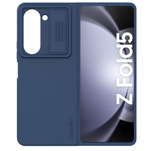 Samsung Z Fold 5 kaaned Nillkin Qin Camshield silikoonist ja plastikust sinine 5