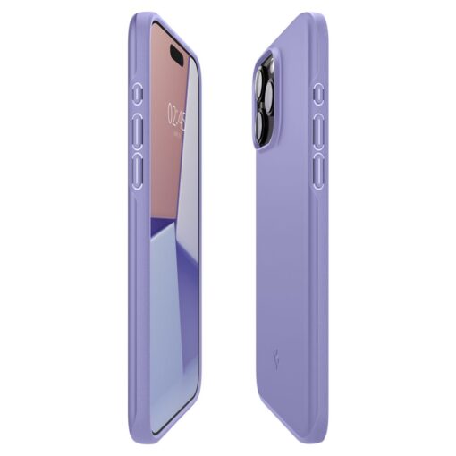 iPhone 15 PRO umbris Spigen Thin Fit plastikust taguse ja silikoonist raamiga lilla 4