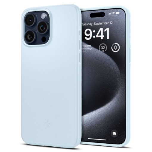 iPhone 15 PRO umbris SpigenThin Fit plastikust taguse ja silikoonist raamiga sinine