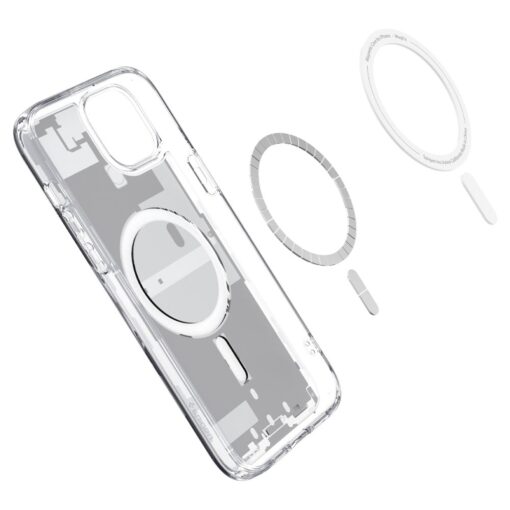iPhone 15 umbris Spigen MagSafe Zero One plastikust taguse ja silikoonist raamiga hele 2