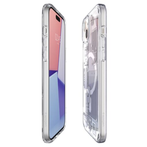 iPhone 15 umbris Spigen MagSafe Zero One plastikust taguse ja silikoonist raamiga hele 4