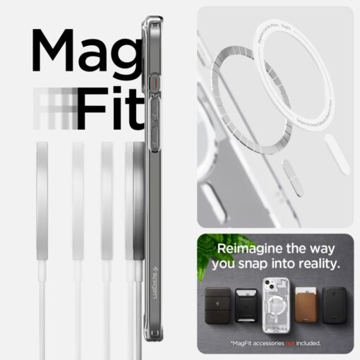 iPhone 15 umbris Spigen MagSafe Zero One plastikust taguse ja silikoonist raamiga hele 6