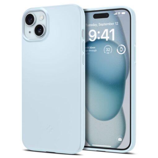 iPhone 15 umbris SpigenThin Fit plastikust taguse ja silikoonist raamiga sinine