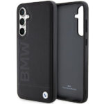 Samsung-S23-FE-umbris-BMW-BMHCS23FESLLBK-silikoonist-raami-ja-nahast-tagusega-must