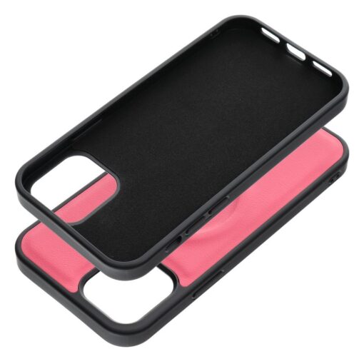 iPhone 12 PRO umbris silikoonist raamiga ja kunstnahast tagusega Roar Mag roosa 2