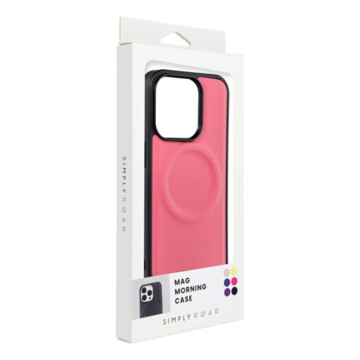 iPhone 13 PRO umbris silikoonist raamiga ja kunstnahast tagusega Roar Mag roosa 3