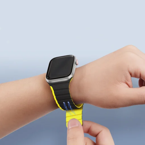 Apple Watch rihm 384041mm silikoonist magnetkinnitusega must ja kollane 4