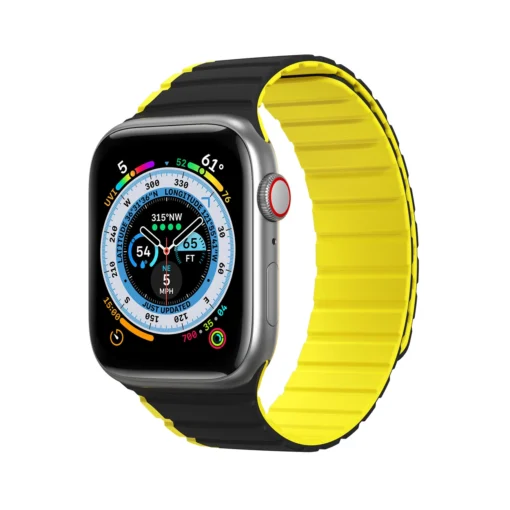 Apple Watch rihm 384041mm silikoonist magnetkinnitusega must ja kollane