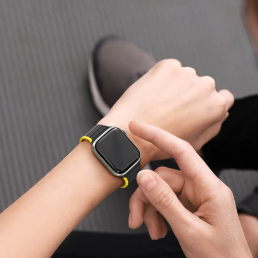 Apple Watch rihm 384041mm silikoonist magnetkinnitusega must ja kollane 6