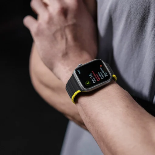 Apple Watch rihm 424445mm silikoonist magnetkinnitusega must ja kollane 5