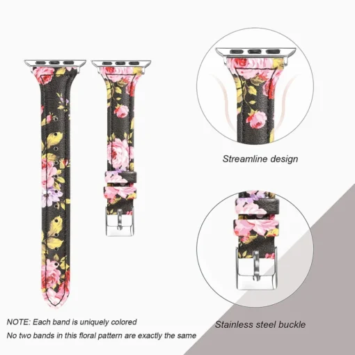 Apple Watch rihm nahast 384041mm Pink Flower 2