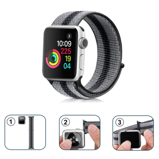 Apple Watch rihm nailon 384041mm Striped Black 3