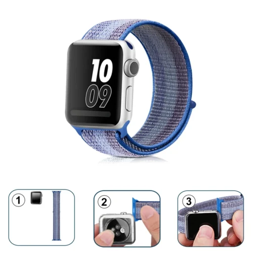 Apple Watch rihm nailon 384041mm Striped Lake Blue 3