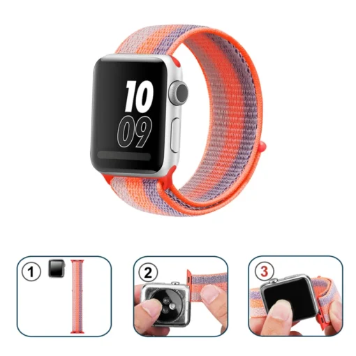 Apple Watch rihm nailon 384041mm Striped Orange Red 3