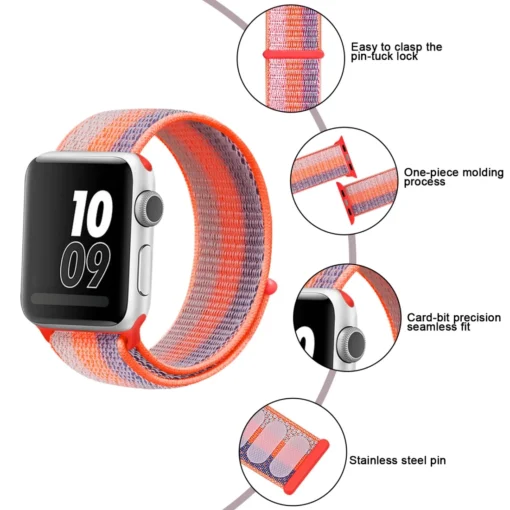 Apple Watch rihm nailon 384041mm Striped Orange Red 4