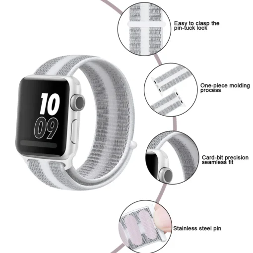 Apple Watch rihm nailon 384041mm White Pinstripe 4