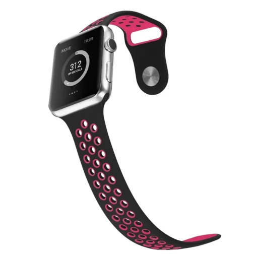 Apple Watch rihm silikoonist 424445Ultra Black Rose Red 1