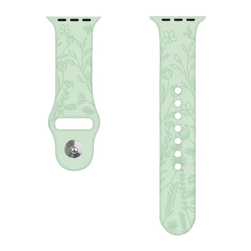 Apple Watch rihm silikoonist lillemustriga 384041mm Light Green 1