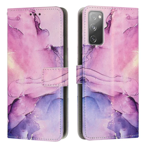 Samsung S20 FE kaaned kaarditaskutega kunstnahast Marble Lilla