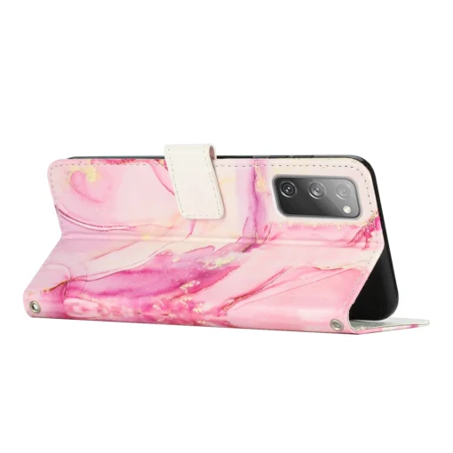 Samsung S20 FE kaaned kaarditaskutega kunstnahast Marble Roosa Kuld 2