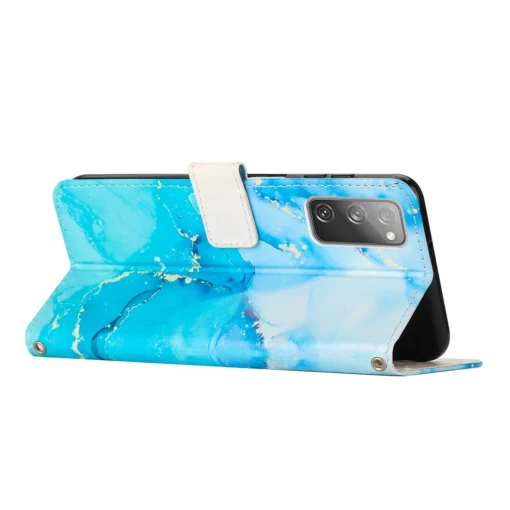 Samsung S20 FE kaaned kaarditaskutega kunstnahast Marble Sinine Roheline 2