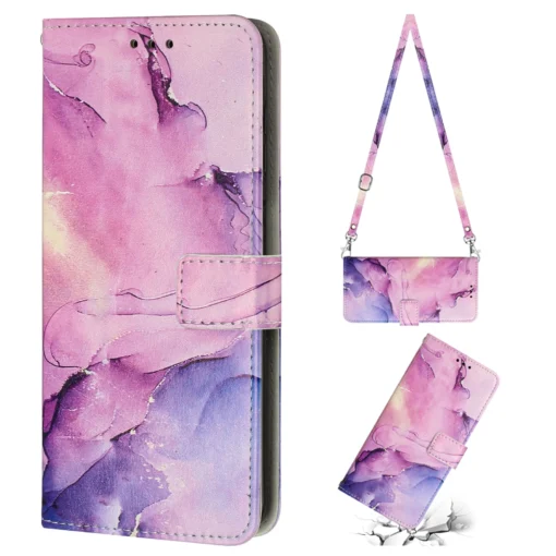 Samsung S20 FE raamatkaaned Crossbody Marble kaarditaskutega Lilla