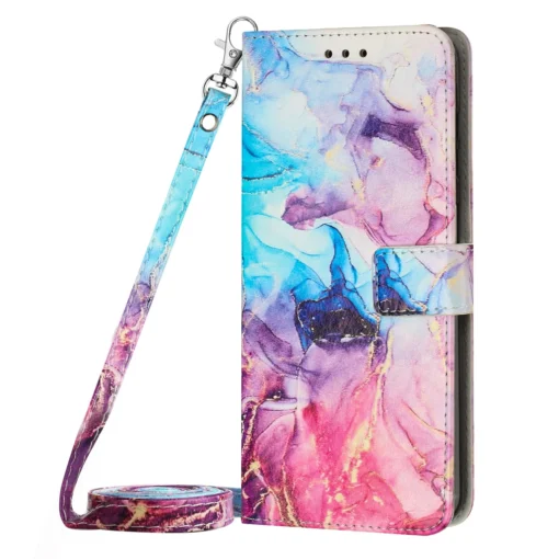 Samsung S20 FE raamatkaaned Crossbody Marble kaarditaskutega Roosa Lilla 1