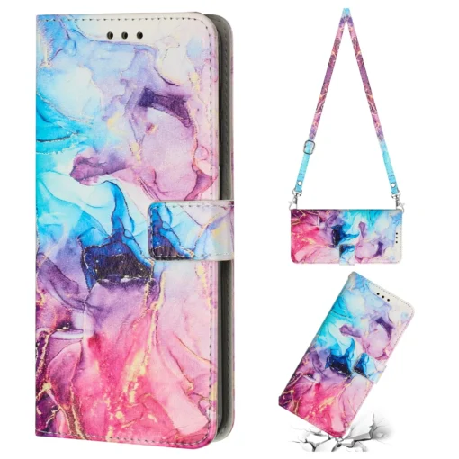 Samsung S20 FE raamatkaaned Crossbody Marble kaarditaskutega Roosa Lilla