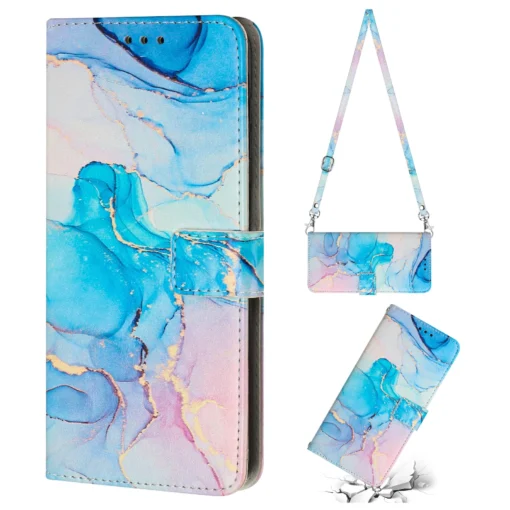 Samsung S20 FE raamatkaaned Crossbody Marble kaarditaskutega Roosa Roheline