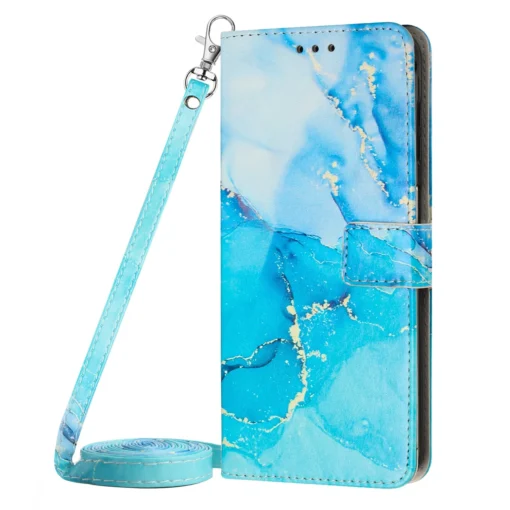 Samsung S20 FE raamatkaaned Crossbody Marble kaarditaskutega Sinine Roheline 1