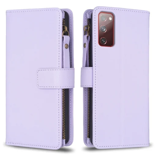 Samsung S20 FE raamatkaaned kunstnahast 9 kaarditaskuga Light Purple