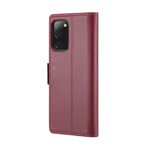 Samsung S20 FE raamatkaaned kunstnahast RFID kaartide kaitsega Wine Red 2