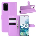 Samsung-S20-FE-raamatkaaned-kunstnahast-sularaha-ja-kaarditaskutega-Lilla