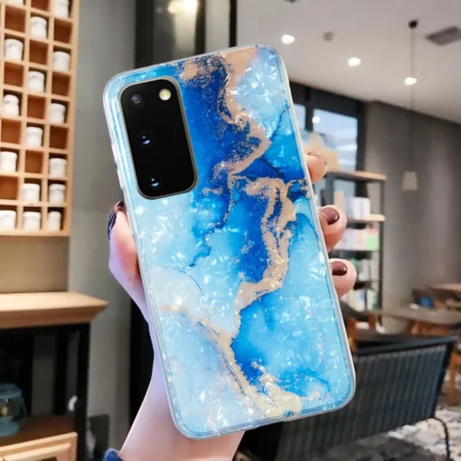 Samsung S20 FE umbris silikoonist Blue Gold Marble 3