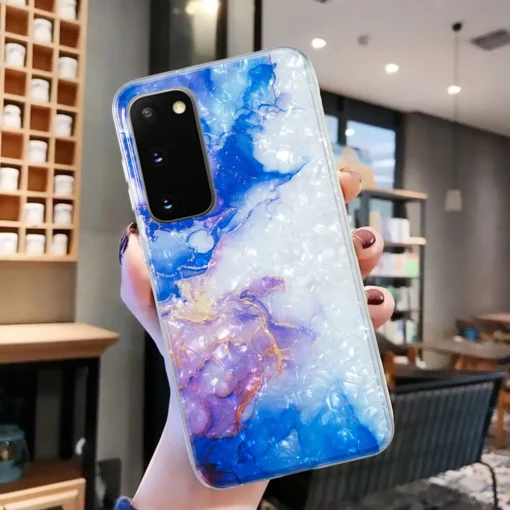 Samsung S20 FE umbris silikoonist Sky Blue Purple Marble 3