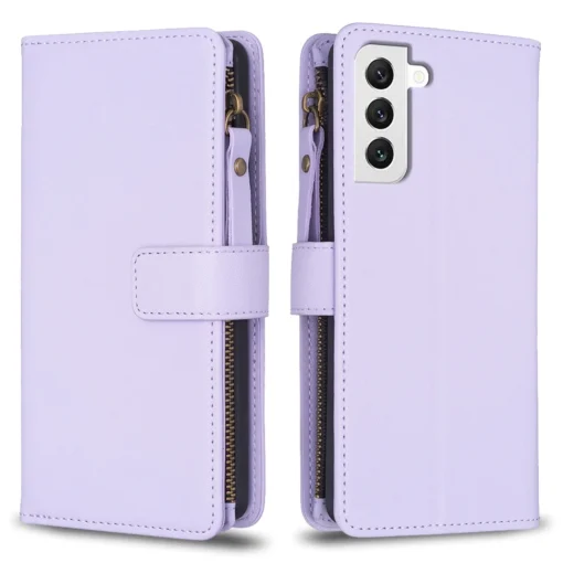 Samsung S22 raamatkaaned kunstnahast 9 kaarditaskuga Light Purple