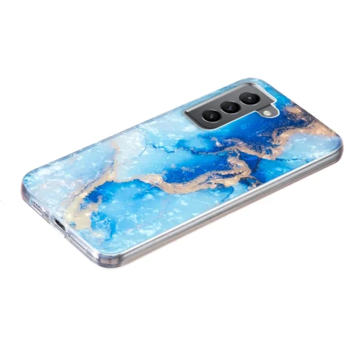 Samsung S22 umbris silikoonist Blue Gold Marble 2