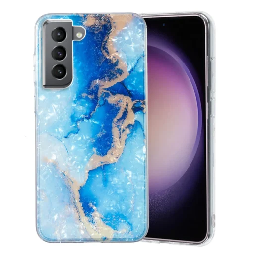 Samsung S22 umbris silikoonist Blue Gold Marble