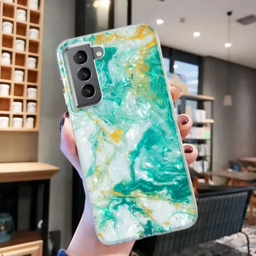 Samsung S22 umbris silikoonist Green Marble 3