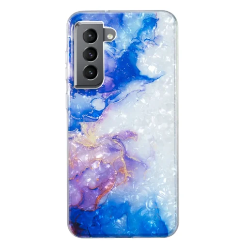 Samsung S22 umbris silikoonist Sky Blue Purple Marble 1