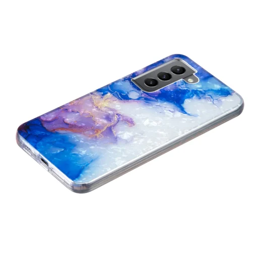 Samsung S22 umbris silikoonist Sky Blue Purple Marble 2