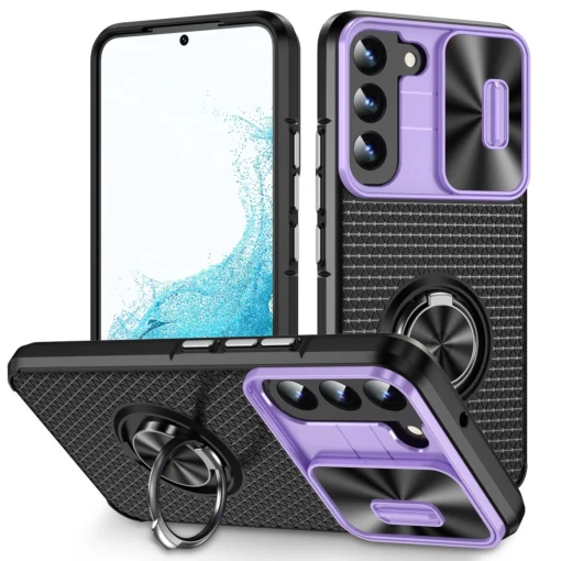 Samsung S22 umbris silikoonist raami ja plastikust tagusega Purple Black