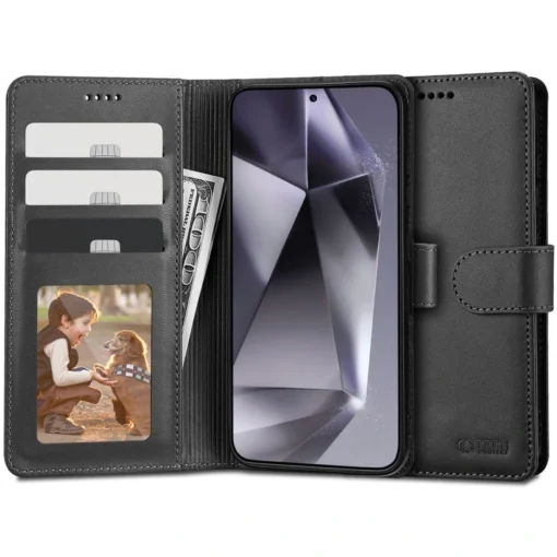 Samsung S24 PLUS kaaned kaarditaskutega okoloogilisest nahast must 5